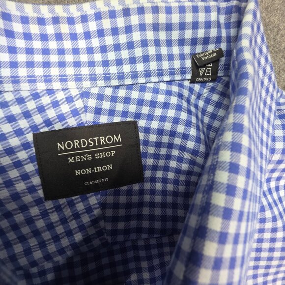 2 X Nordstrom Dress Shirts Mens 18.5-34/35 Check Non Iron Stretch Traditional - Picture 11 of 13